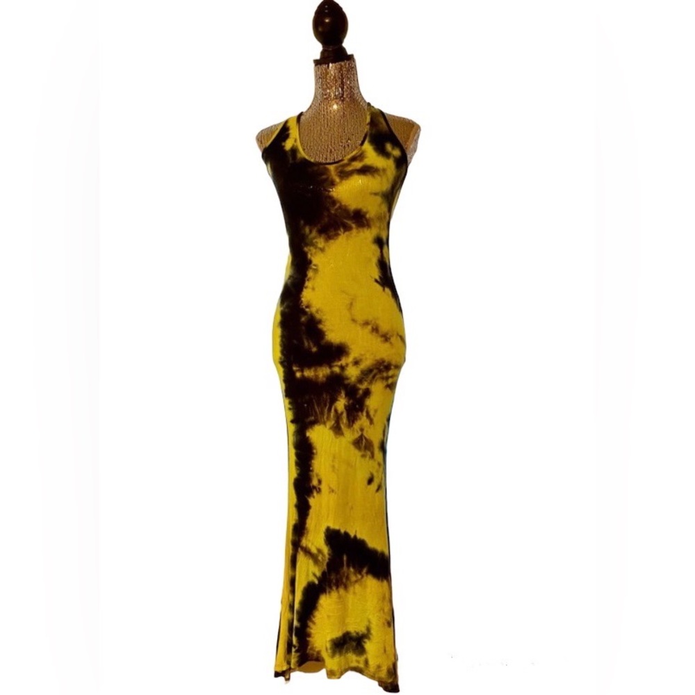 Cherie Los Angeles Tie Dyed Body Con Maxi Dress.